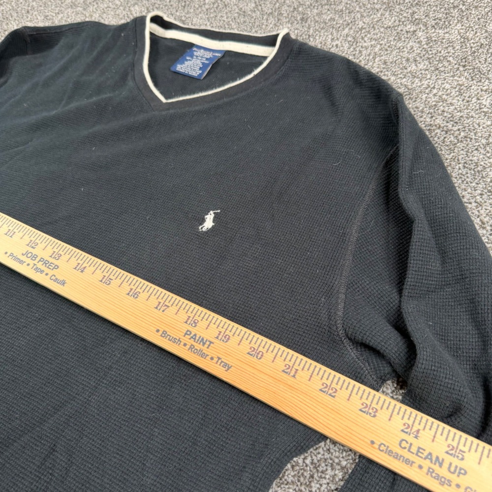 Polo Ralph Lauren Thermal Shirt Men's XL Black Waffle Knit V-Neck Long Sleeve - Picture 5 of 6